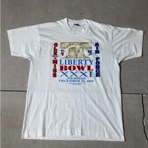 1989 Vintage Ole Miss/Air Force Liberty Bowl White T Shirt Size XL